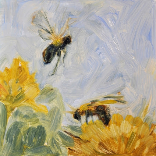 2 Bees, Yellow Flower