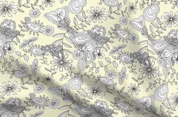 Whimisical Floral Meadow - lemon