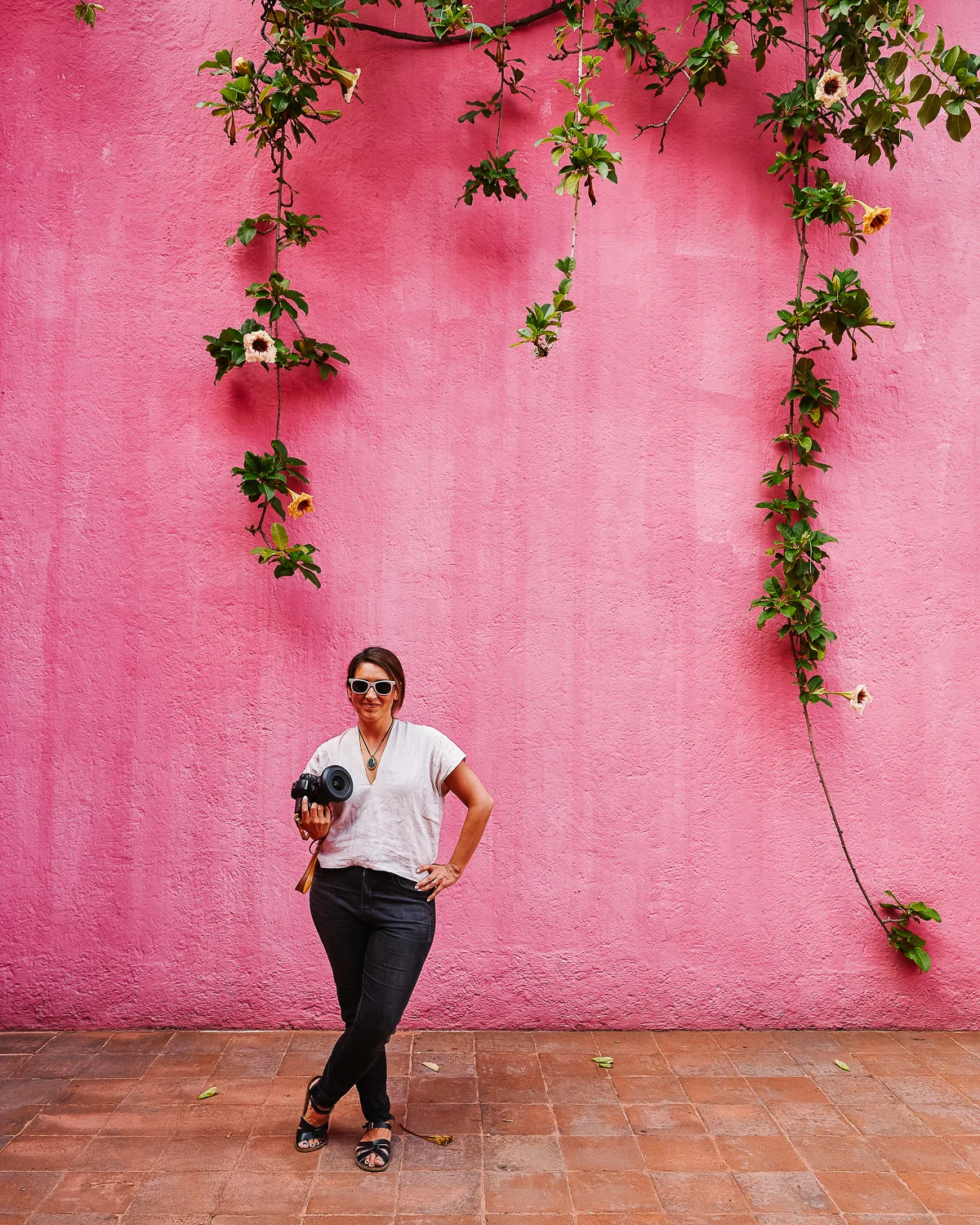 Photo by Nicole Beck. I love this pink wall at Casa Luis Barragan