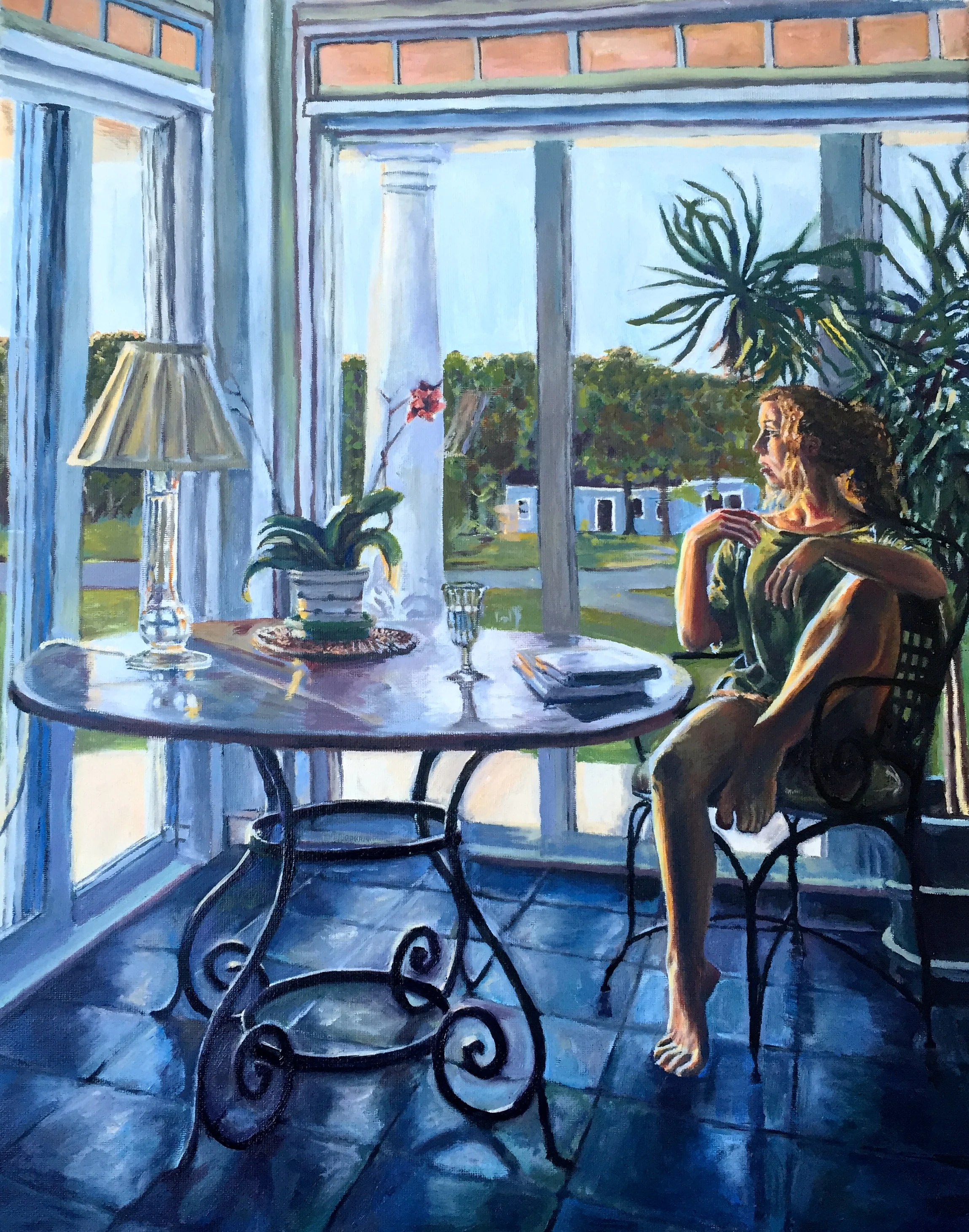 Afternoon in the Sunroom, 20 by 16 inches, Oil on Canvas
