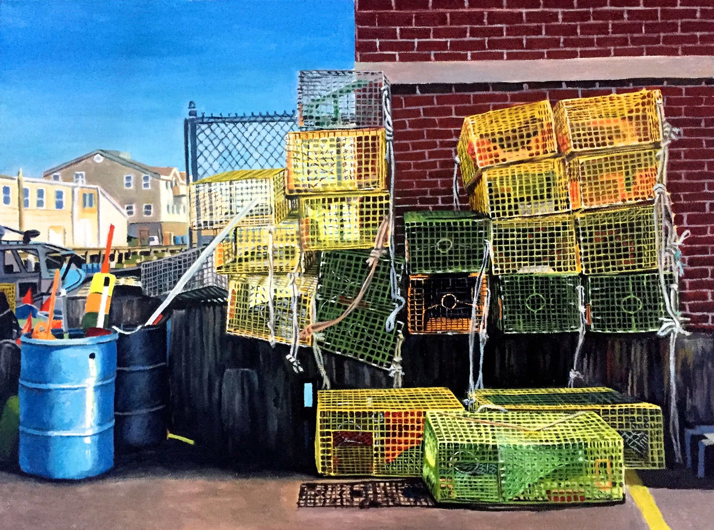 "Lobster Traps" 12 by 16 inches, oil canvas, SOLD