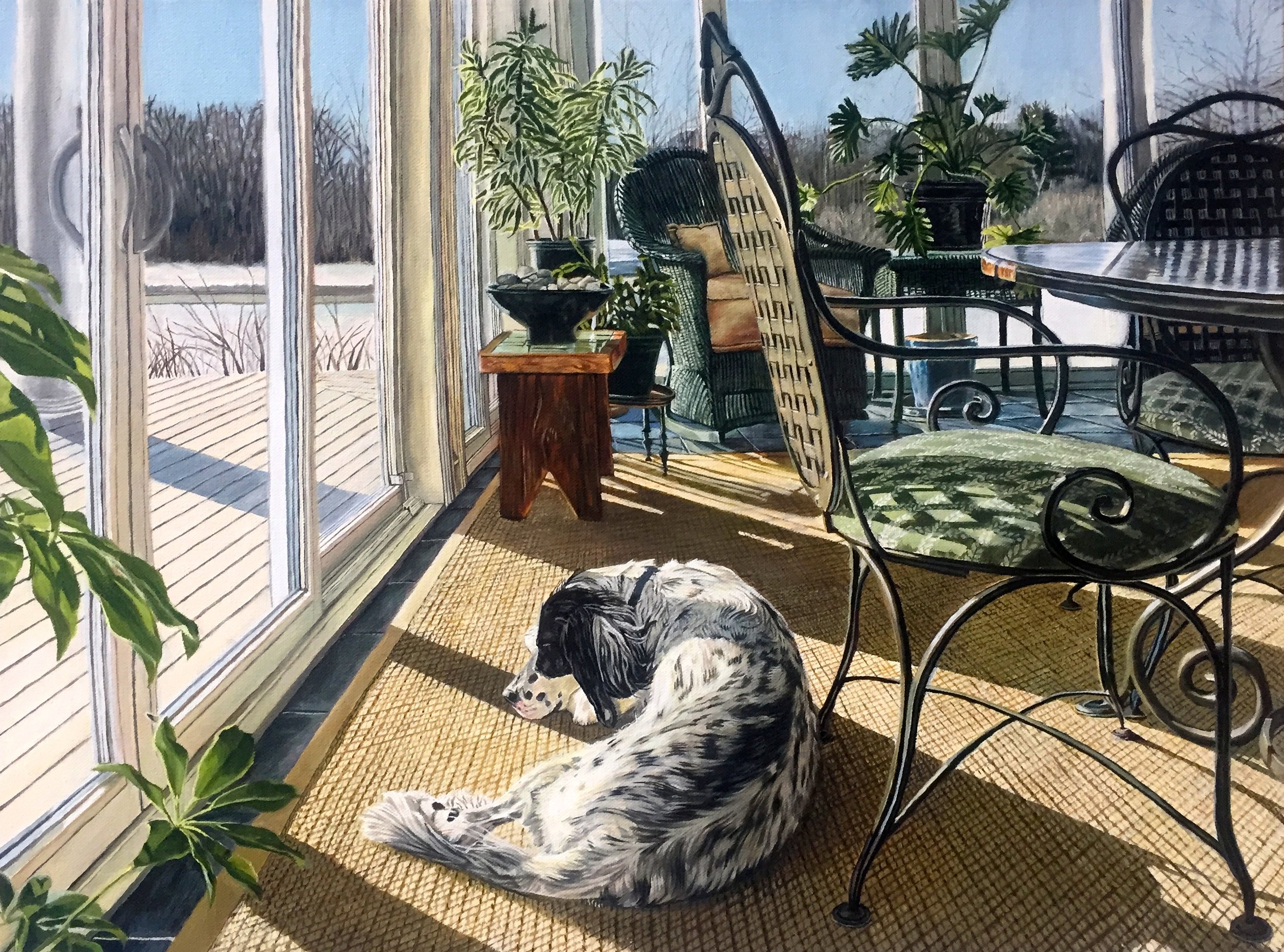 "Sunroom in the Winter" 18 by 24 inches, oil on canvas