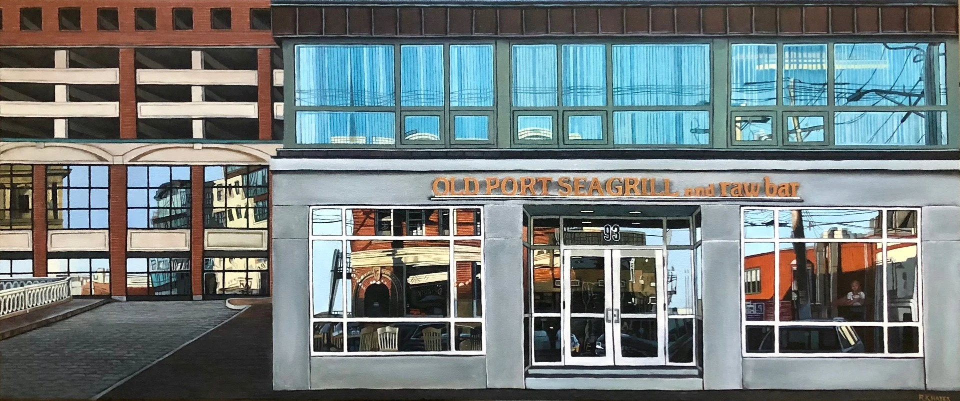 "Old Port Sea Grill" 16 by 38 inches