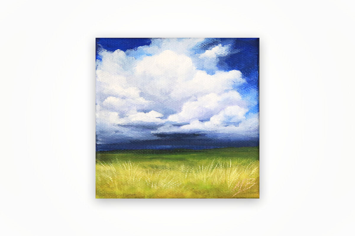 Tableau Toile Encadré 5 Pièces - Sky Ice & Cloudy Mountain Prairies - Art Mural