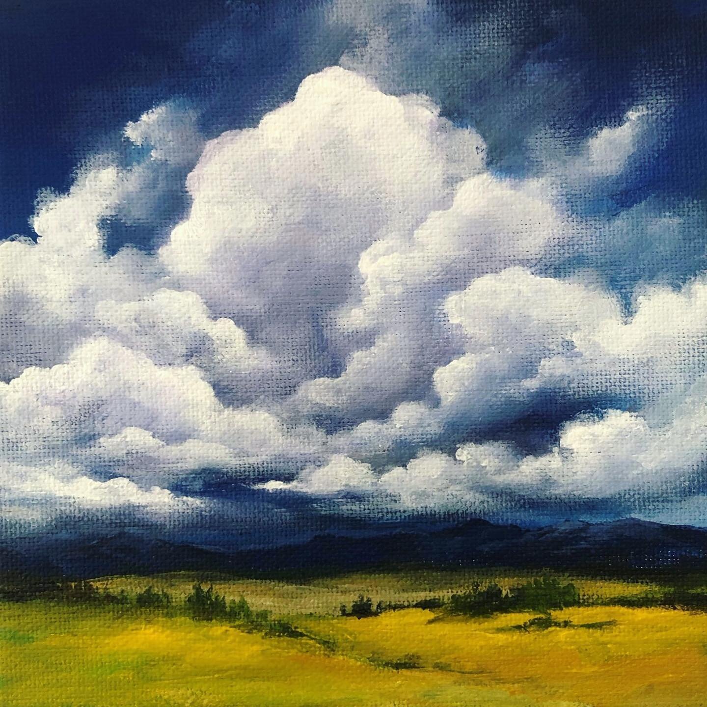 A little 6&rdquo;x6&rdquo; nod to those brilliant Montana summer storm clouds.  Coming soon to my website...just in time for Christmas ✨