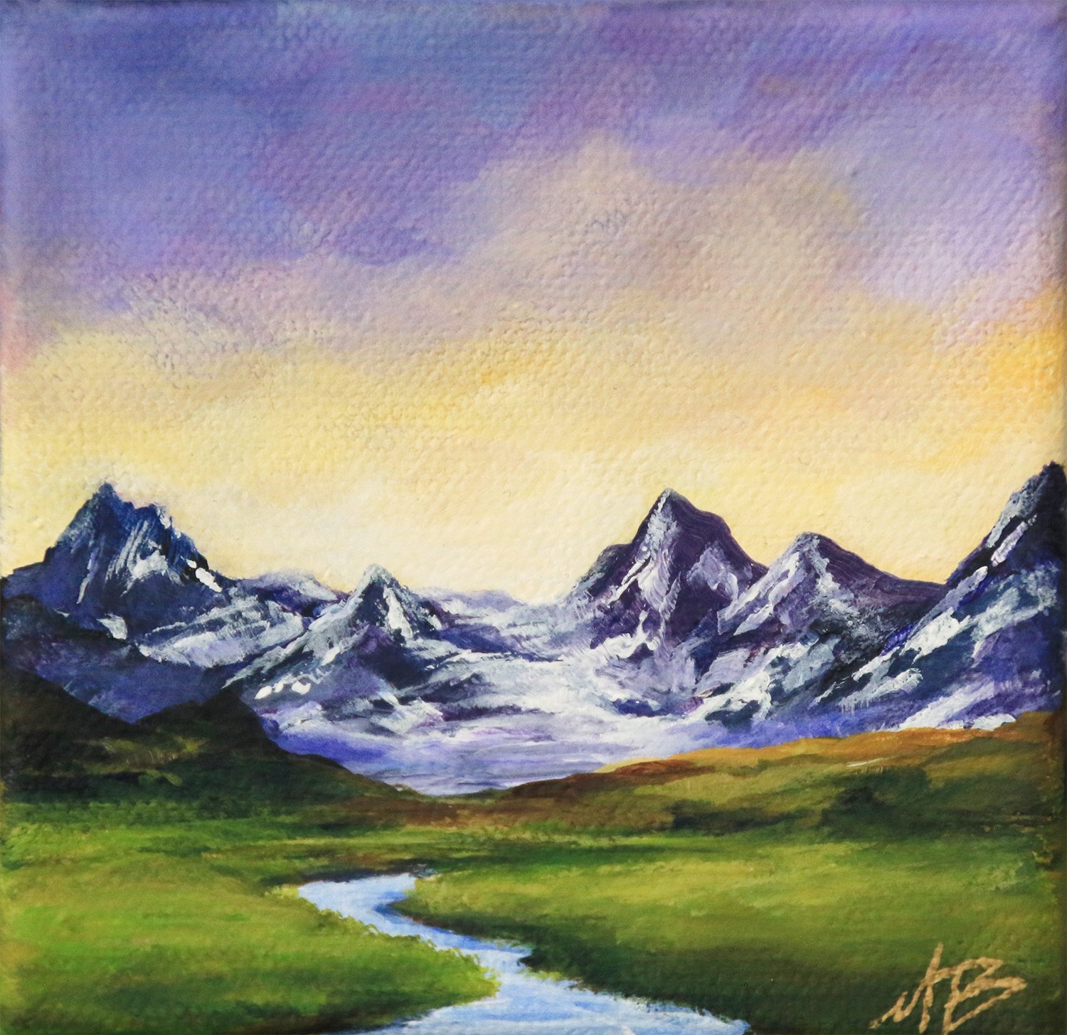 Spring Warming - 4x4 Landscape Painting on Gallery Wrapped Canvas — Mya  Bessette