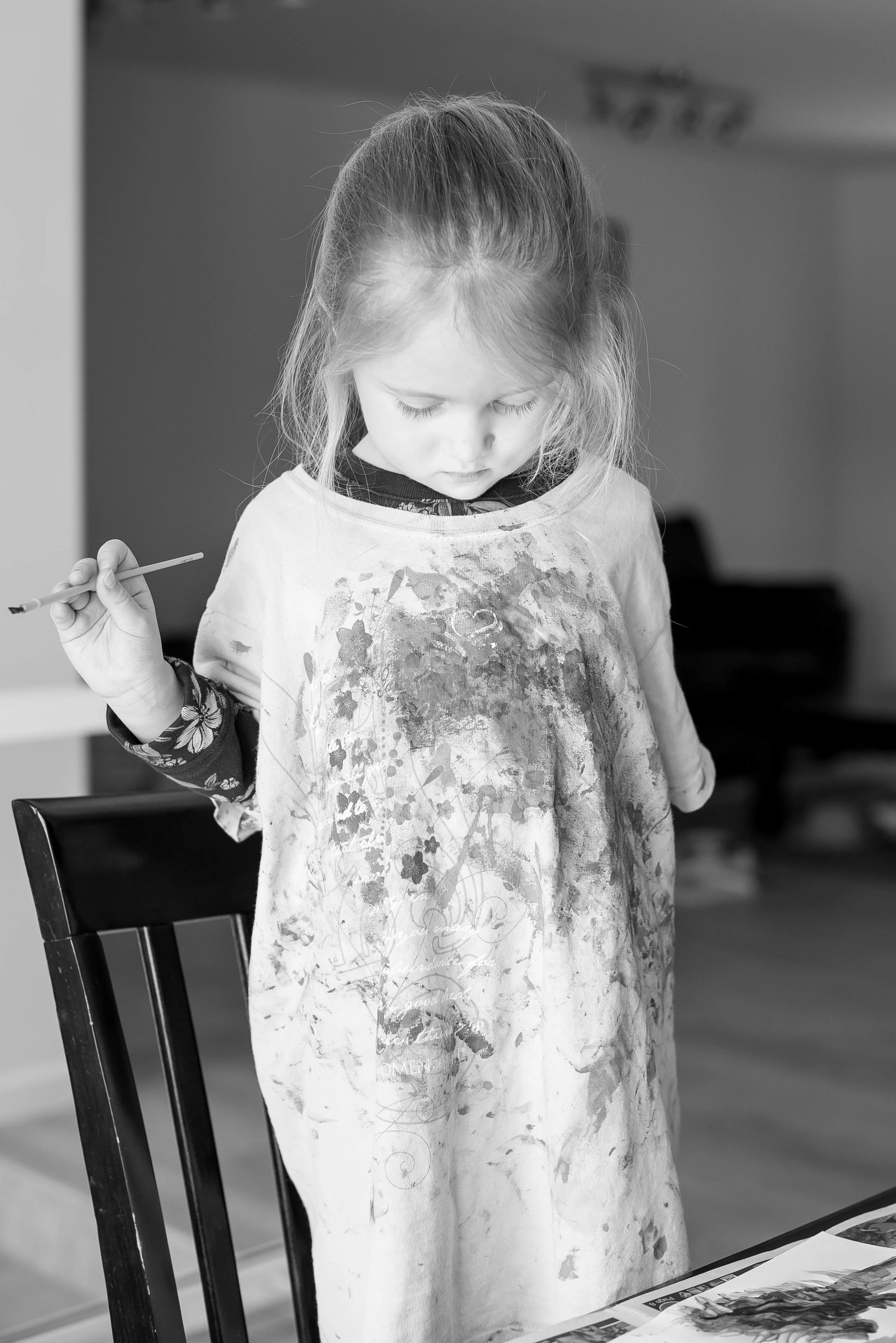 Ava sporting her paint shirt!!
