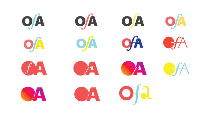 Compilation of logo and thematic explorations.