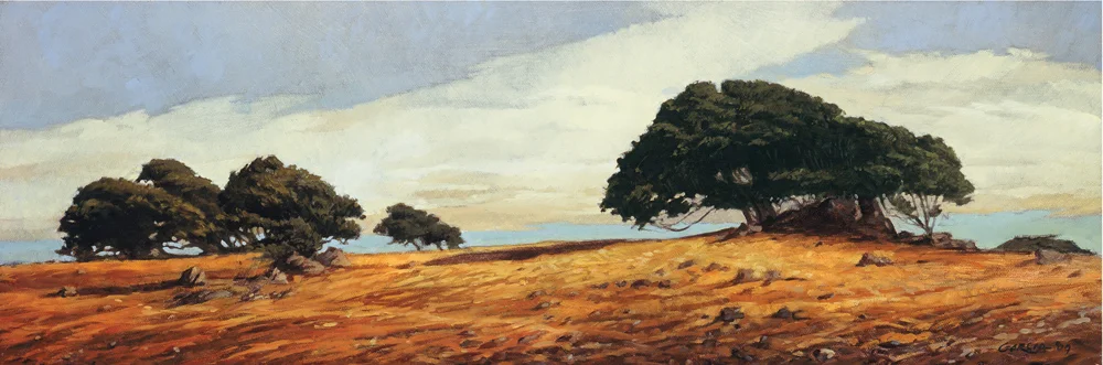 Lucas Valley Road, 12x36, oil on canvas, sold.