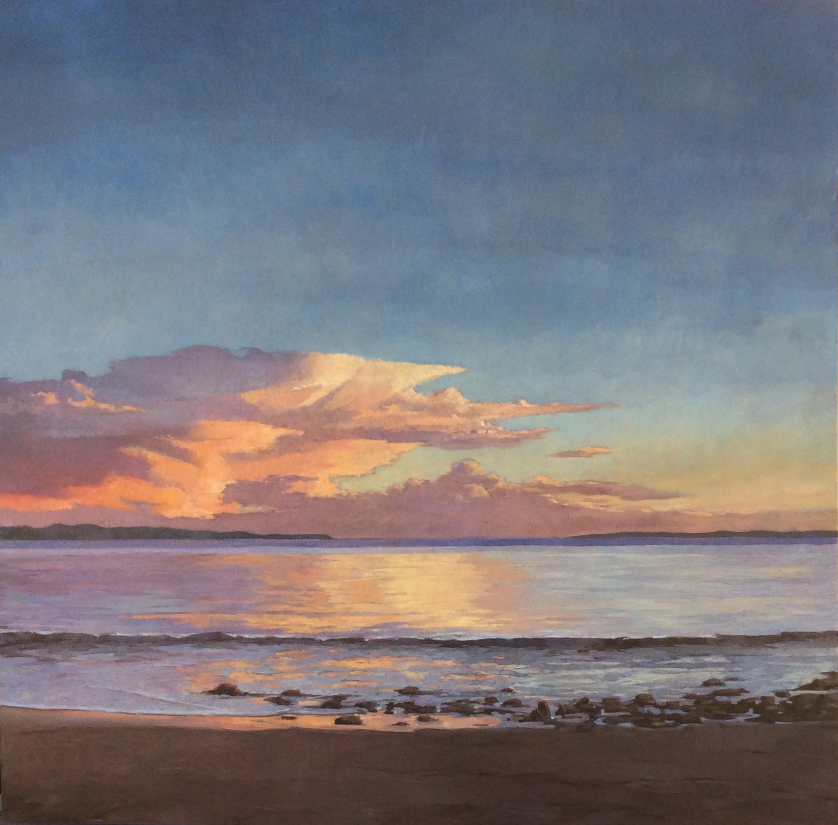 Sunset Over the Channel Islands, 30x30, oil on canvas. available at artist studio