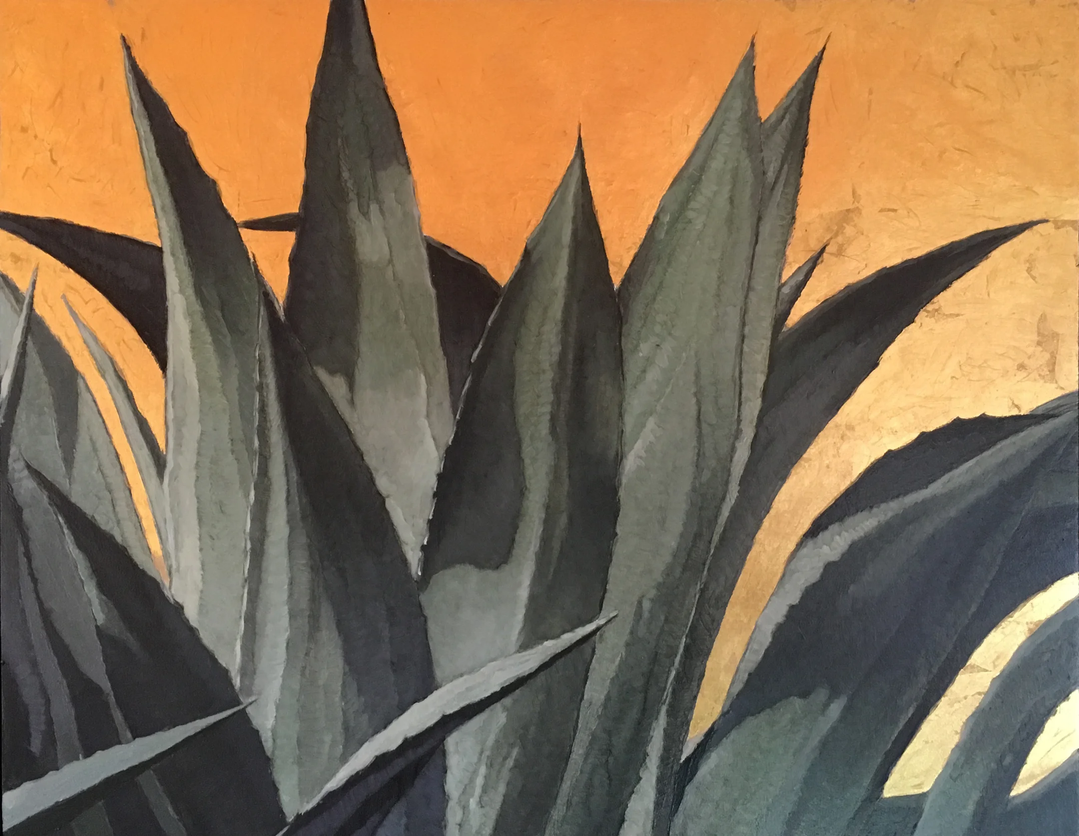 Agave Gold, 11 x 14, oil on board with 24kt gold leaf. Sold