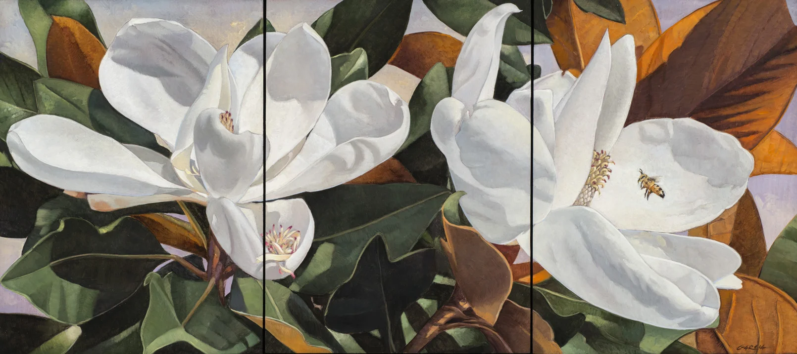 Pollination (triptych) 12x27, Available at Artist's Studio