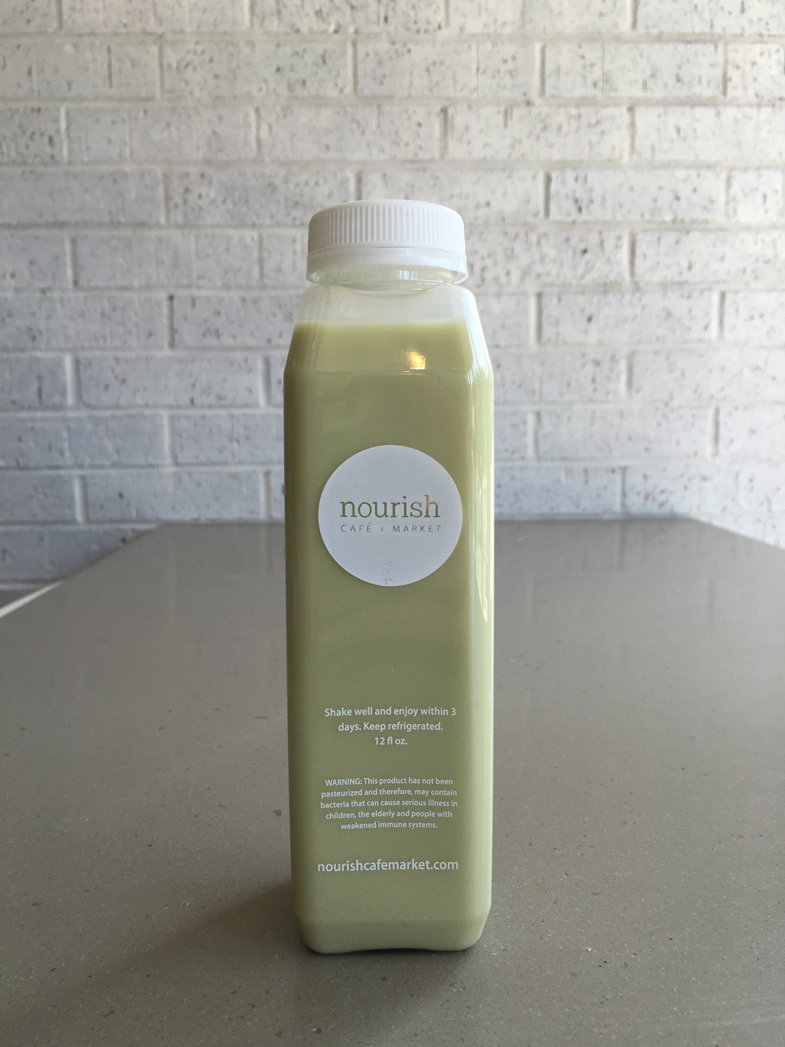 House made matcha cashew "milk" made with soaked raw cashews, RO filtered water, matcha, maple syrup, vanilla, sea salt