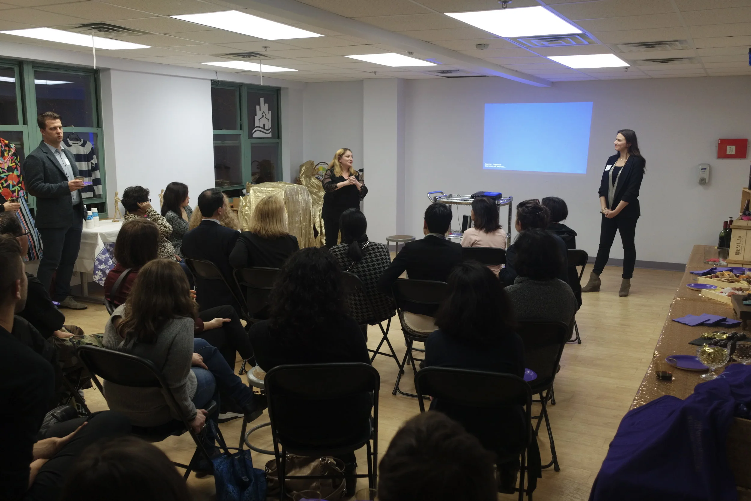 Ms. Cristina and Jenn Prichard welcoming the parents