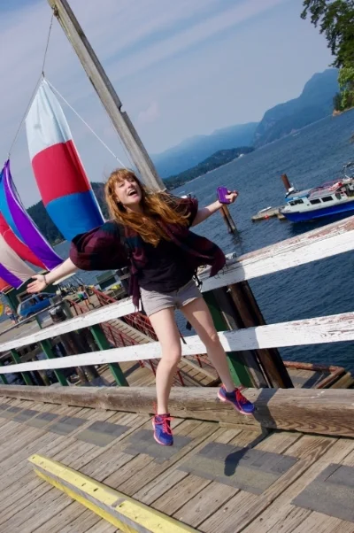 Slightly creepy photo of me hovering after jumping up into the air for Joy as I spent a sunny July day on the Sunshine Coast in British Columbia, Canada