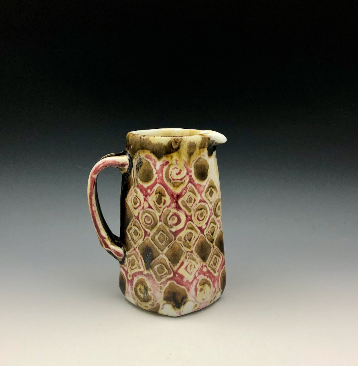 porcelain squared pitcher with copper flashing