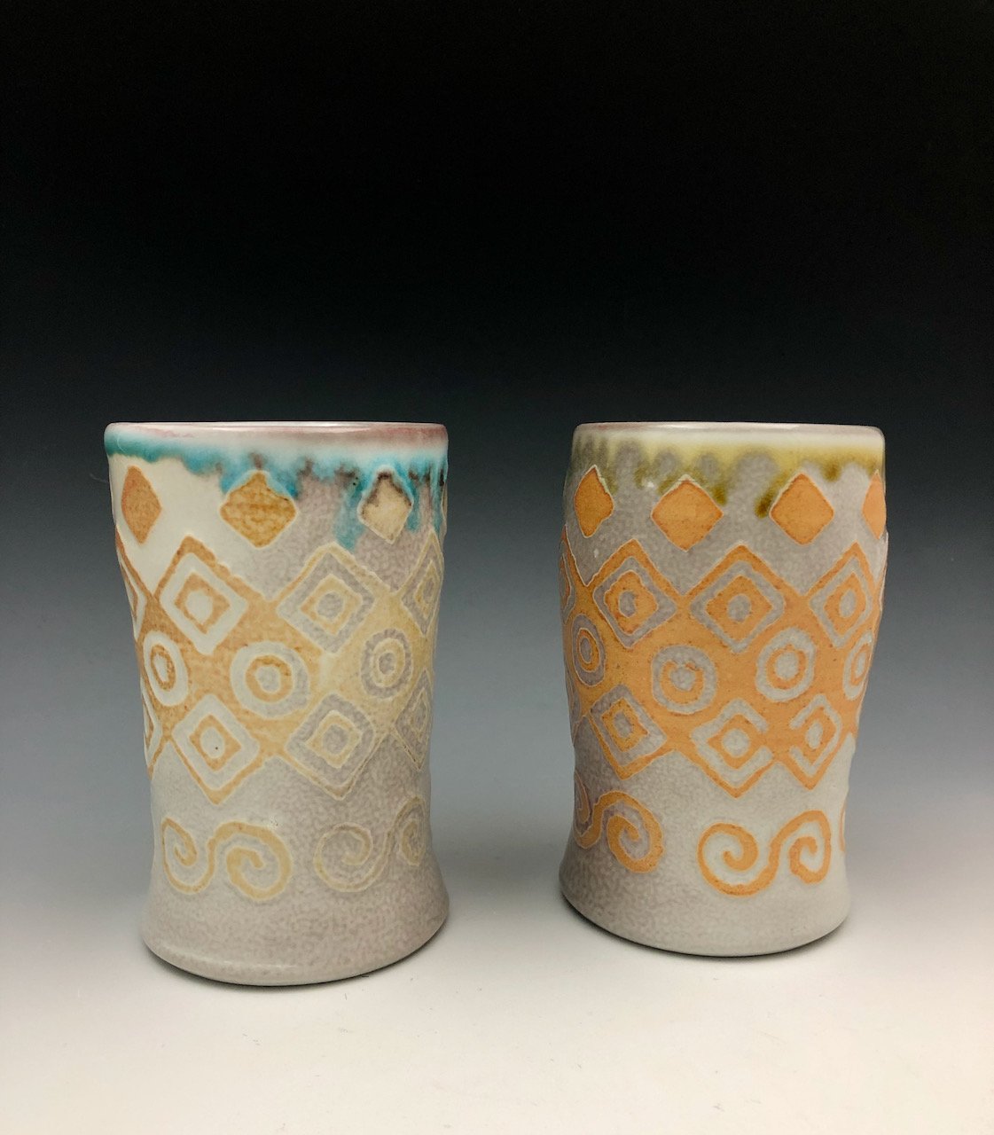 water etched porcelain tumblers