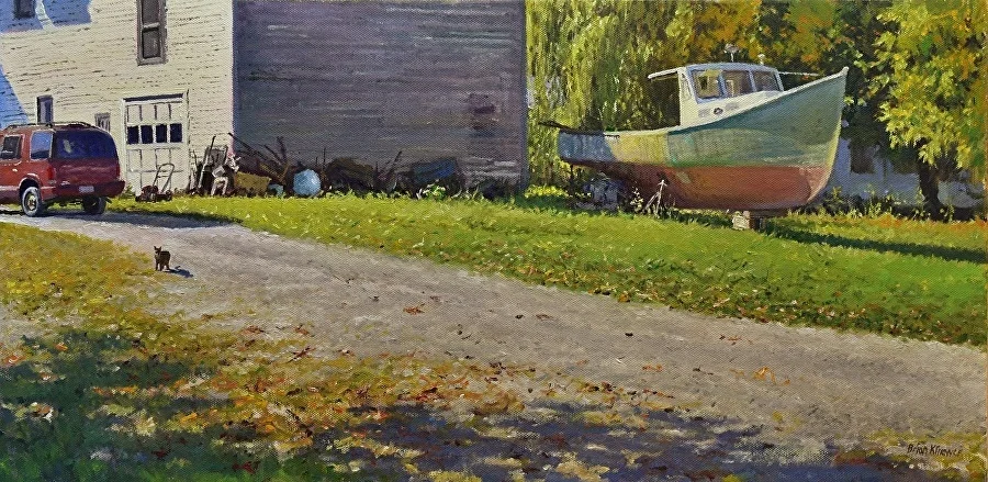 Boathouse Oil on Canvas, 12 x 24