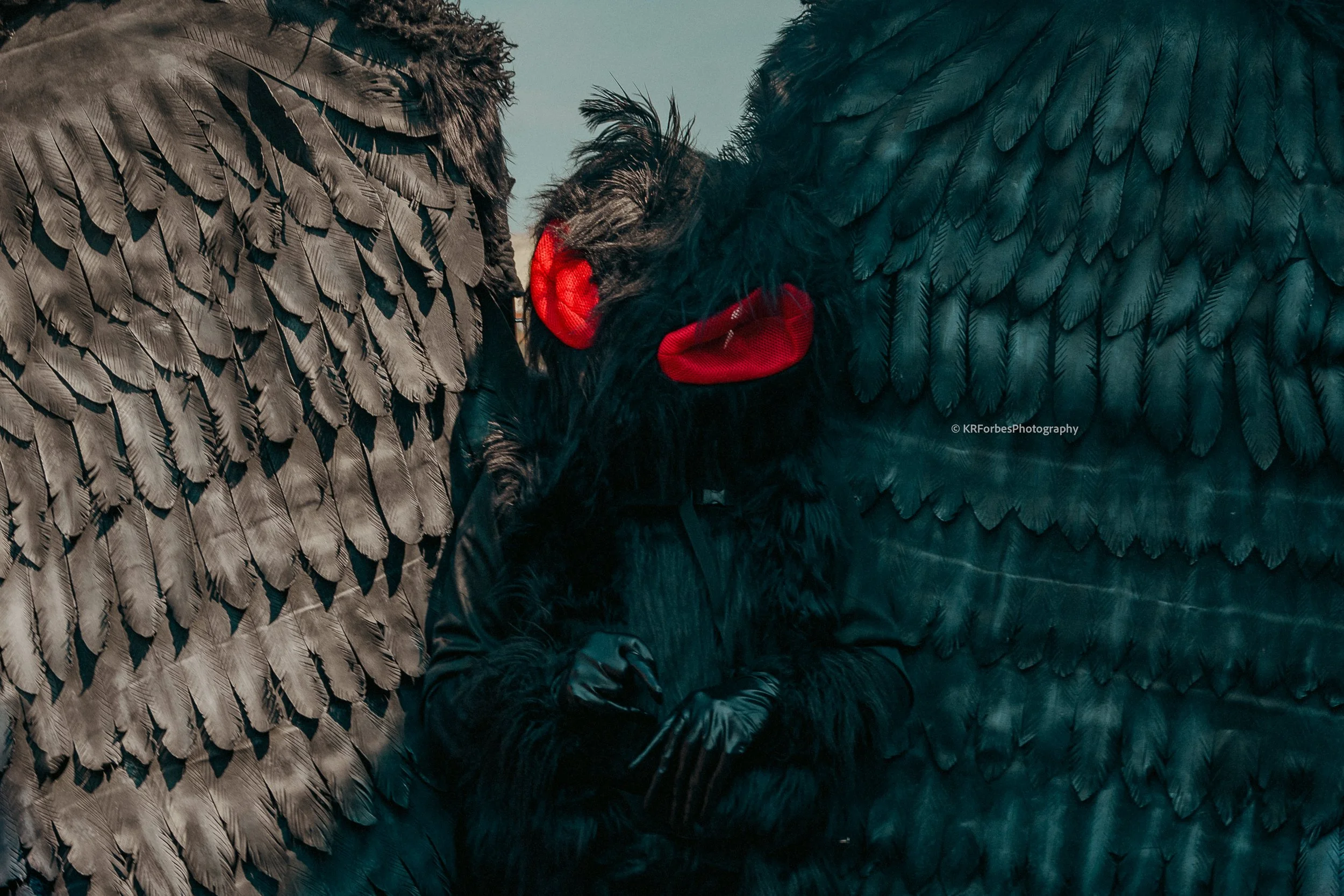 Mothman costume seen at the 2024 mothman festival