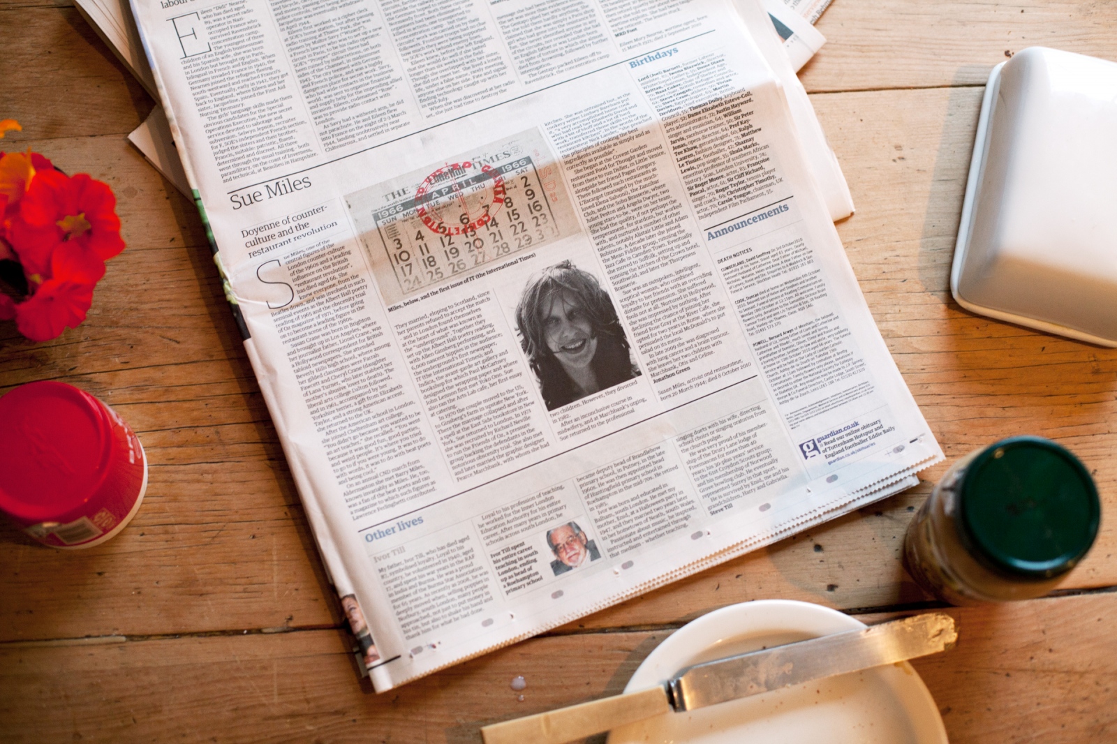 After her mother died, she continued to take pictures, like of the dying flowers around the house, symbolizing the decay/death. Also photographed the obituary.