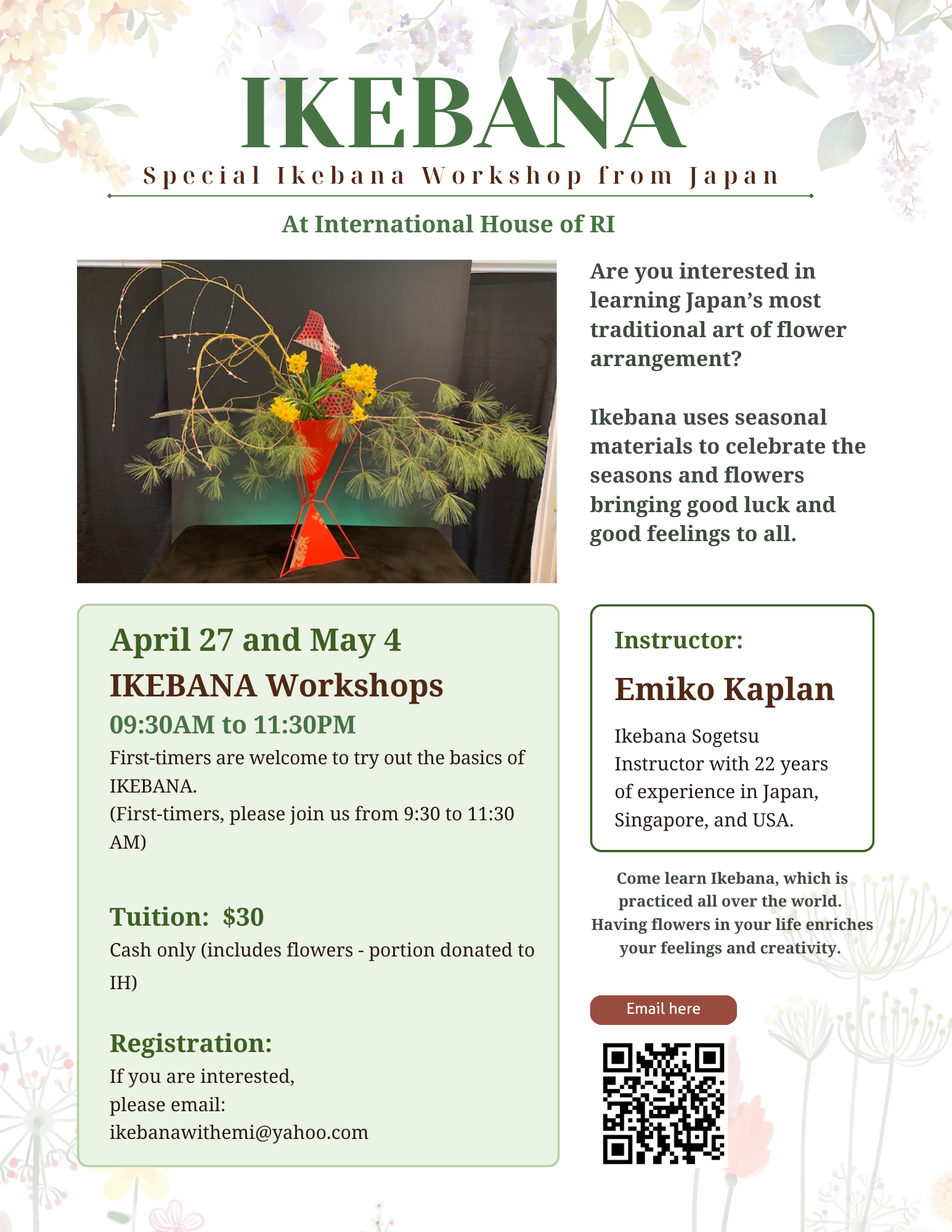 Ikebana-Special Ikebana Workshop from Japan