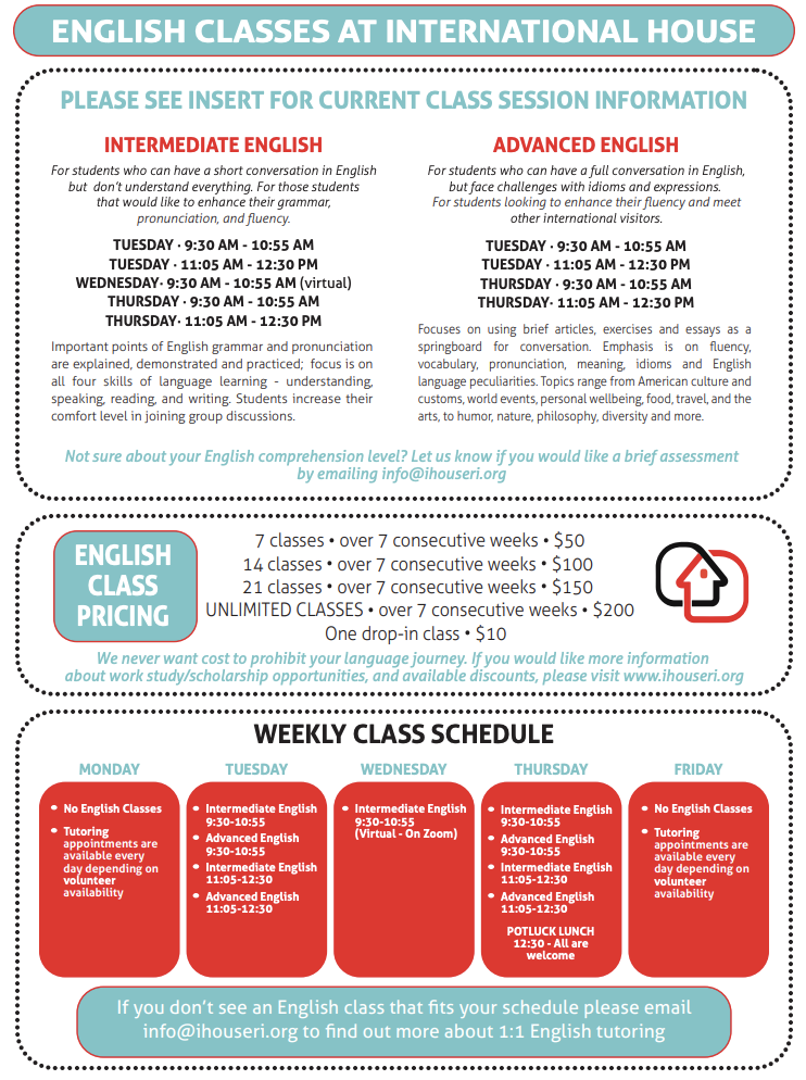 English - Single Class — International House of Rhode Island