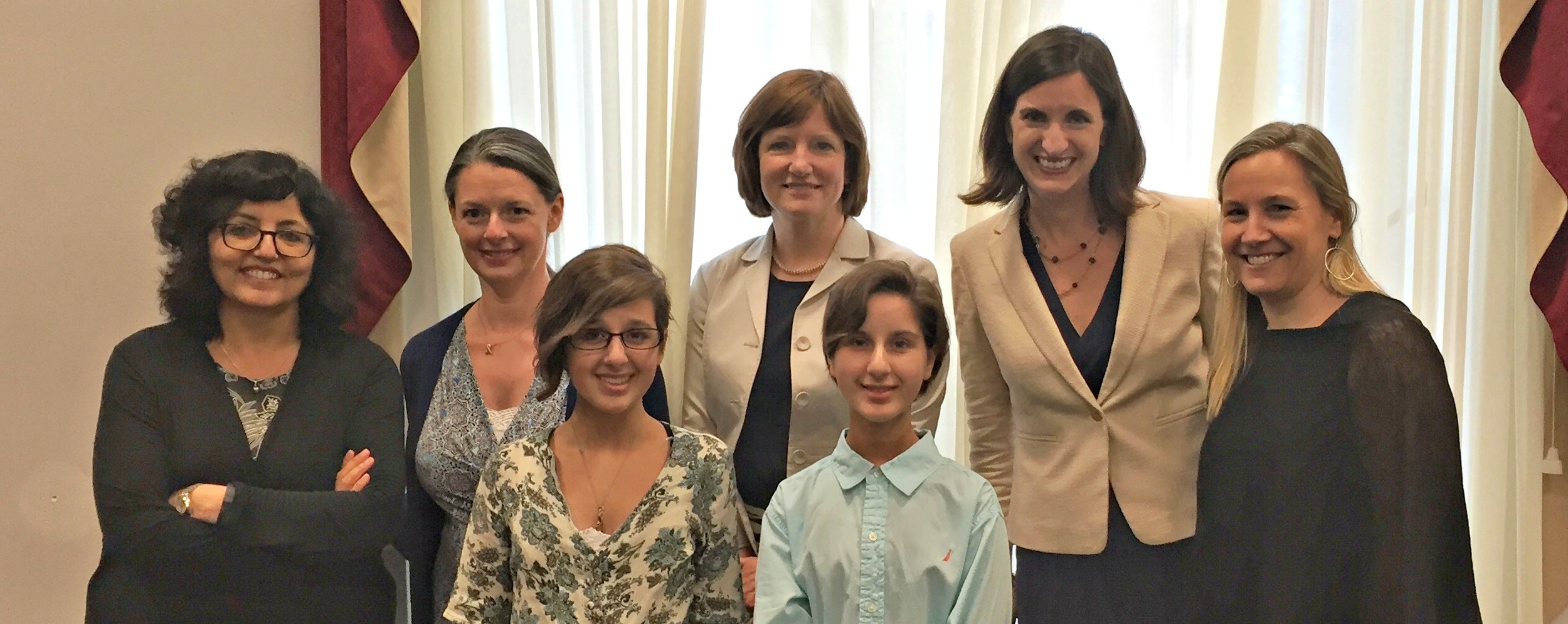 Briefing speakers (l-r): Dr. Smita Bhatia (Univ. of Alabama), Stacie Ritter, Madeline & Hannah Ritter, Dr. Anne Reilly (CHOP), Dr. Monica Gramatges (Texas Children's), Dr. Julie Wolfson (Univ. of Alabama)