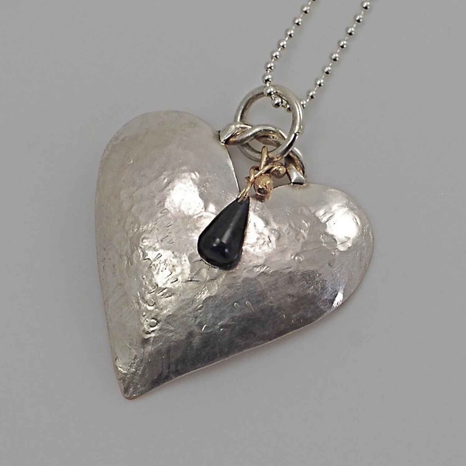 Silver and Sapphire Heart Necklace