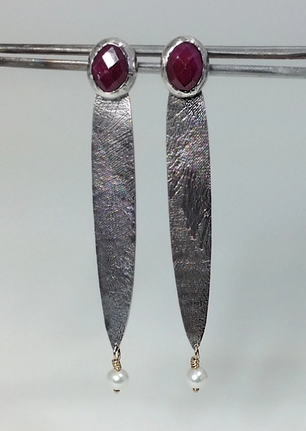Sterling silver, Ruby, 14K gold, fresh water pearls