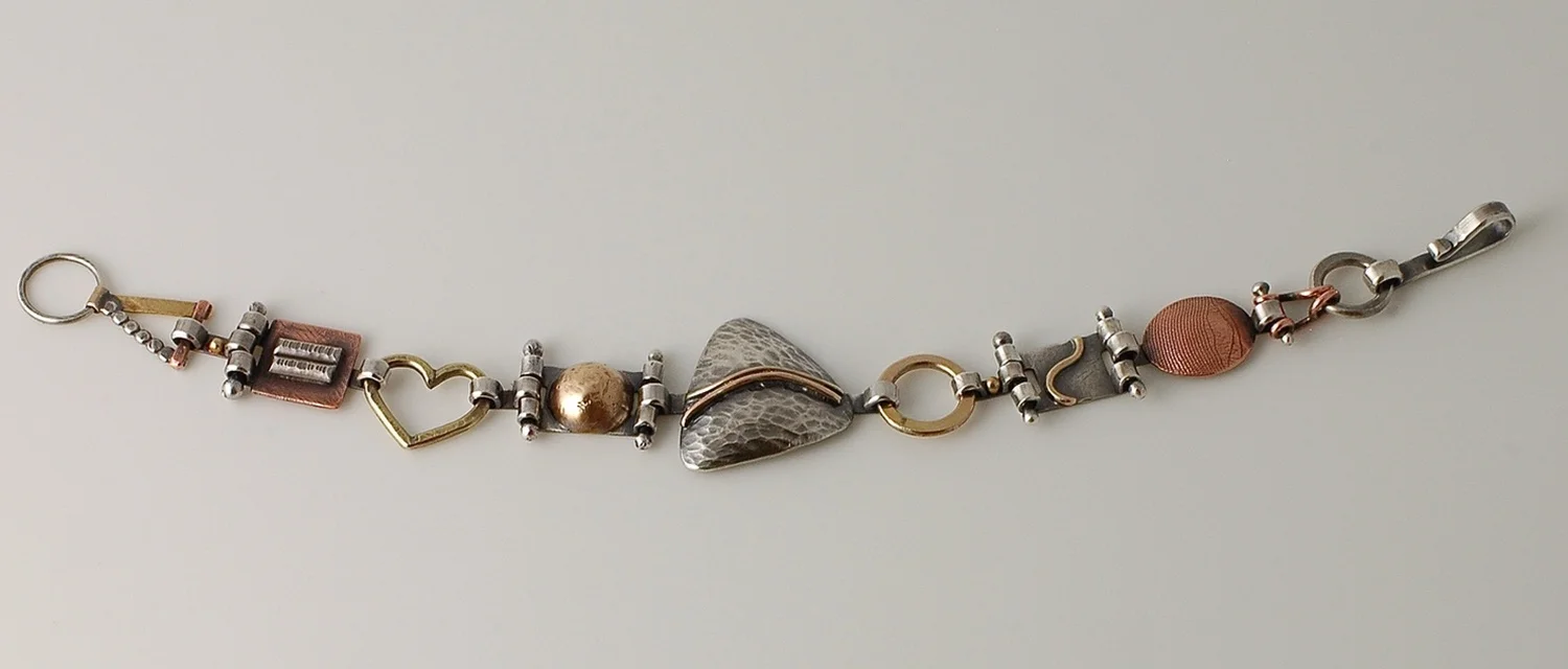 Sterling silver, copper, brass, 14K gold fill, 14K gold