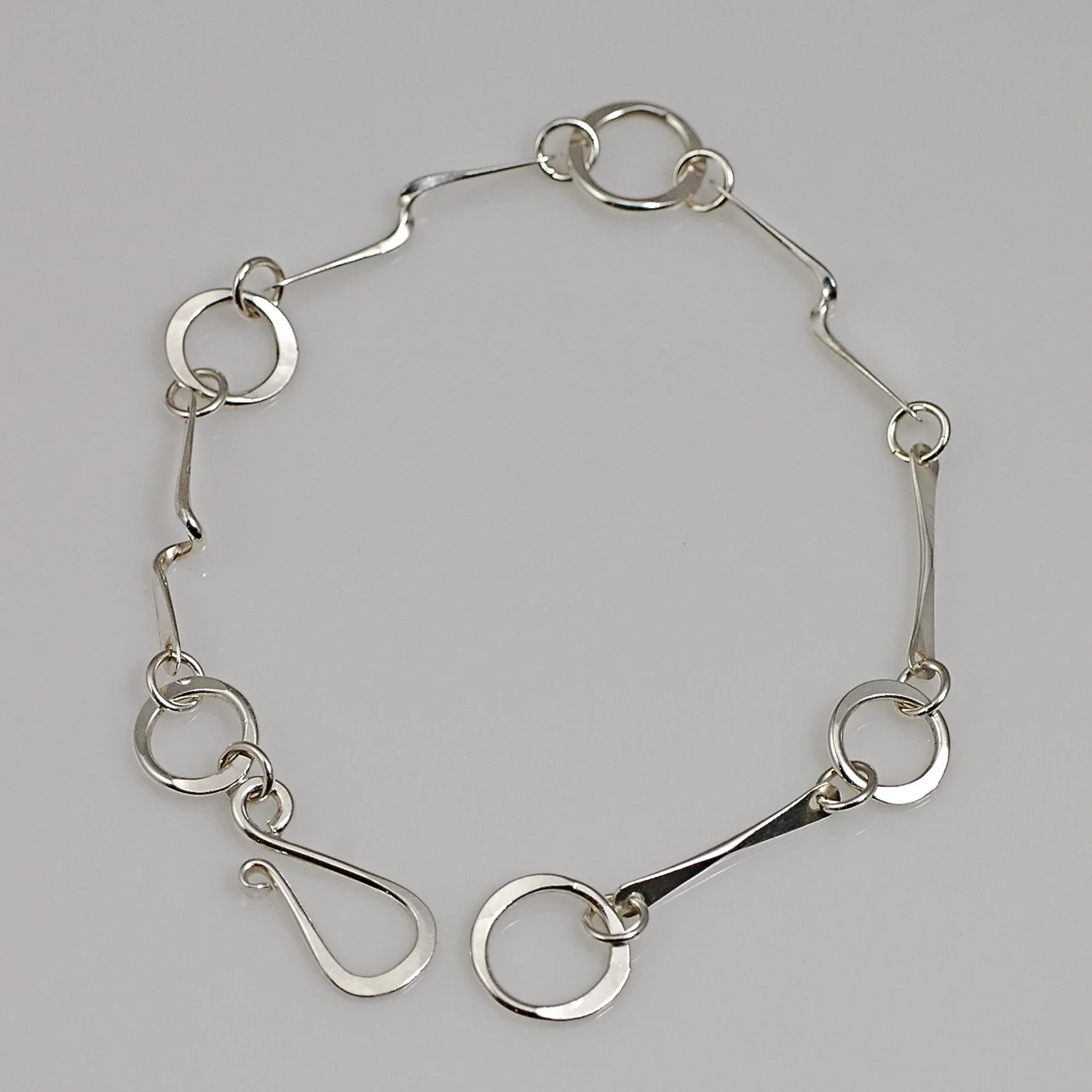 Forged sterling silver link bracelet