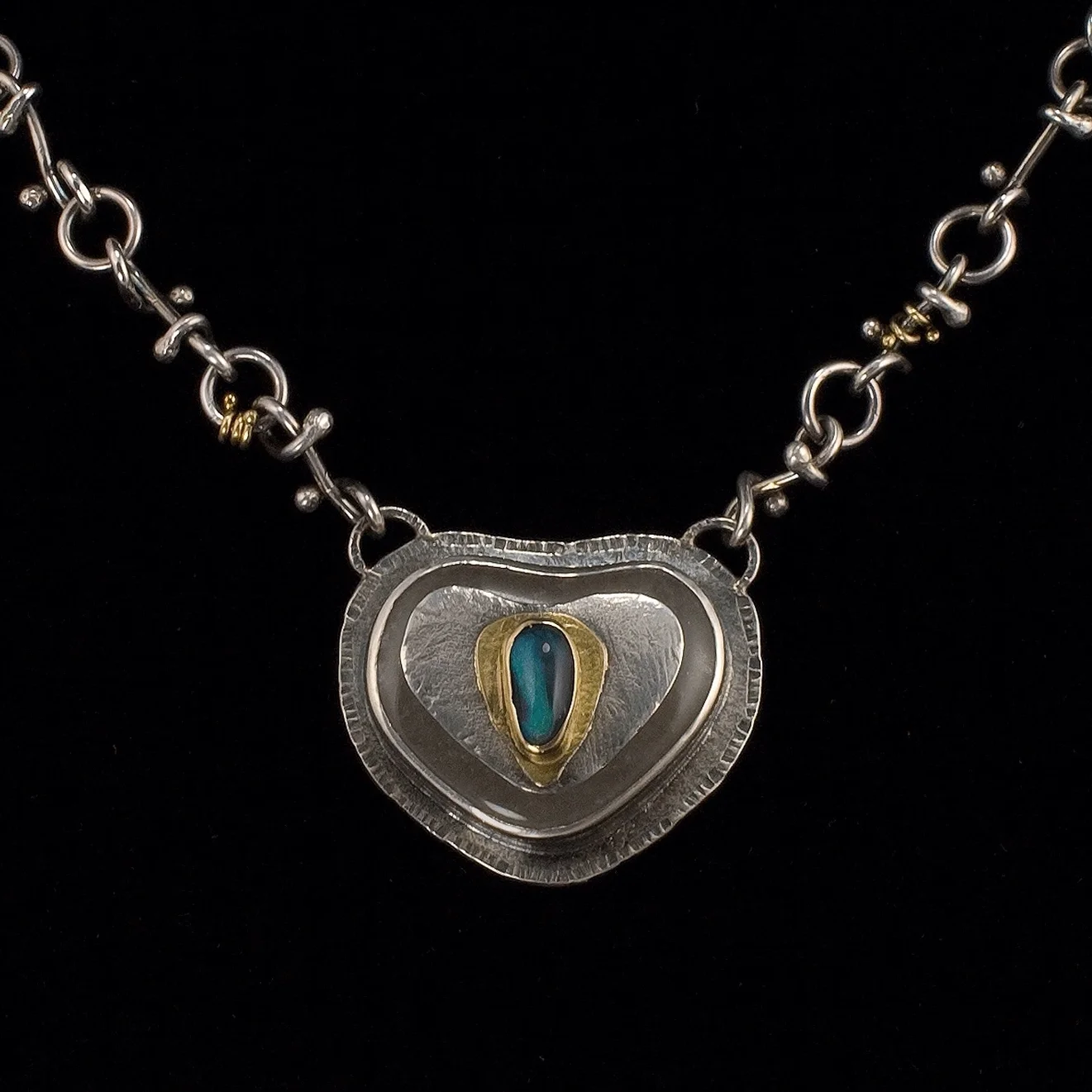 Black Opal Heart Necklace