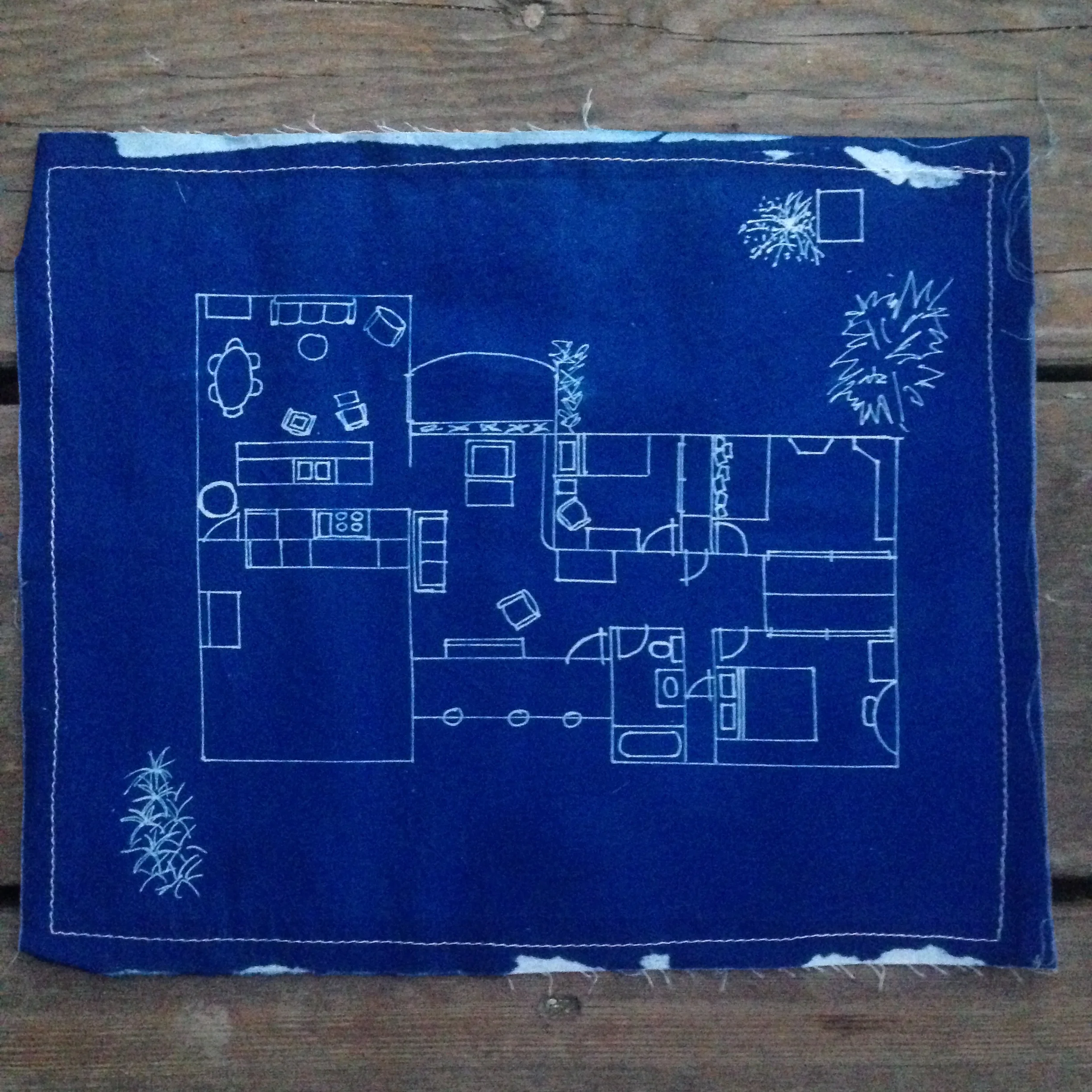 Dorothy's house // cyanotype on linen, 2008