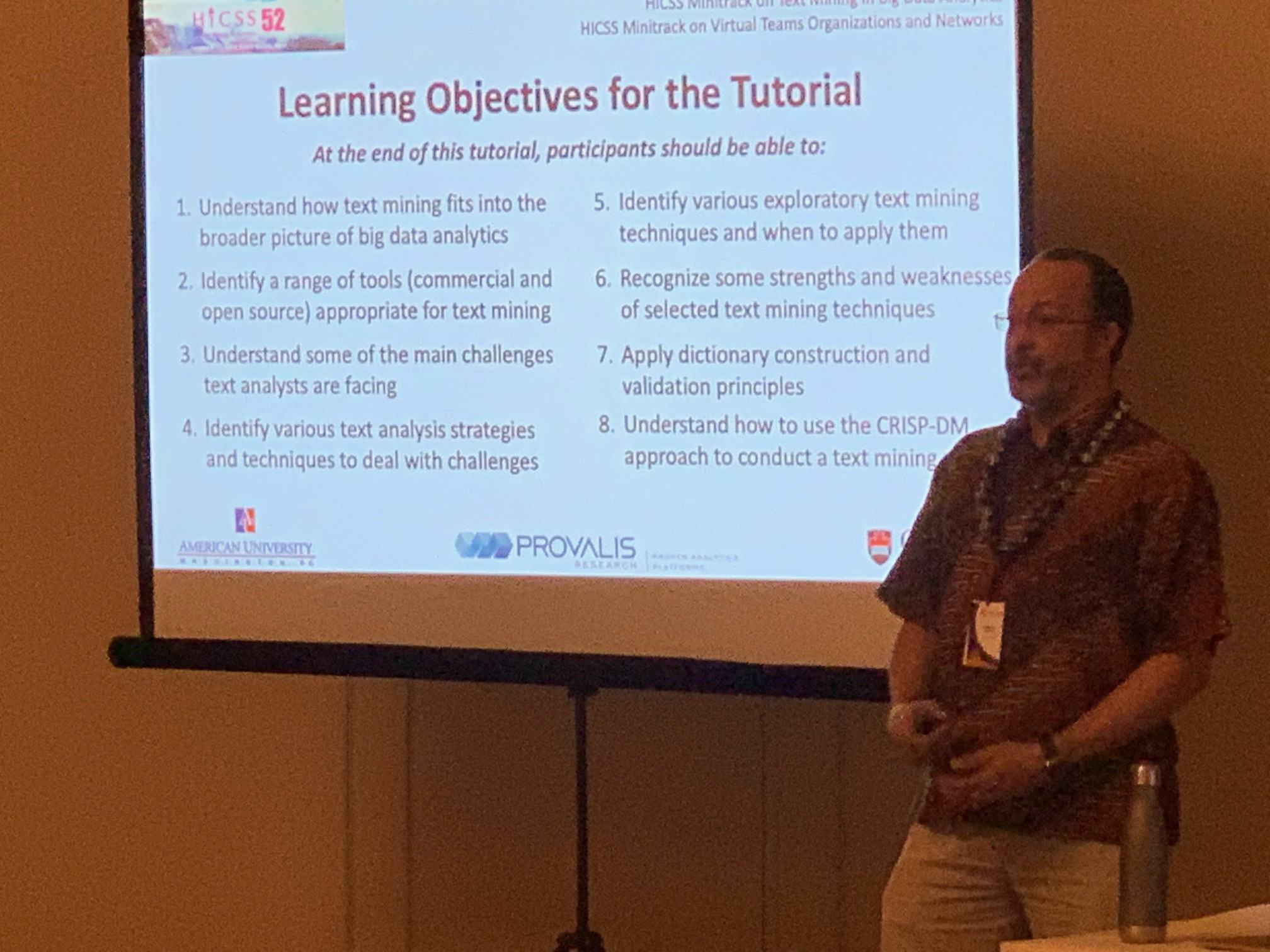 Pictured: Dr. Cogburn presenting during annual HICSS tutorial on big data analytics.