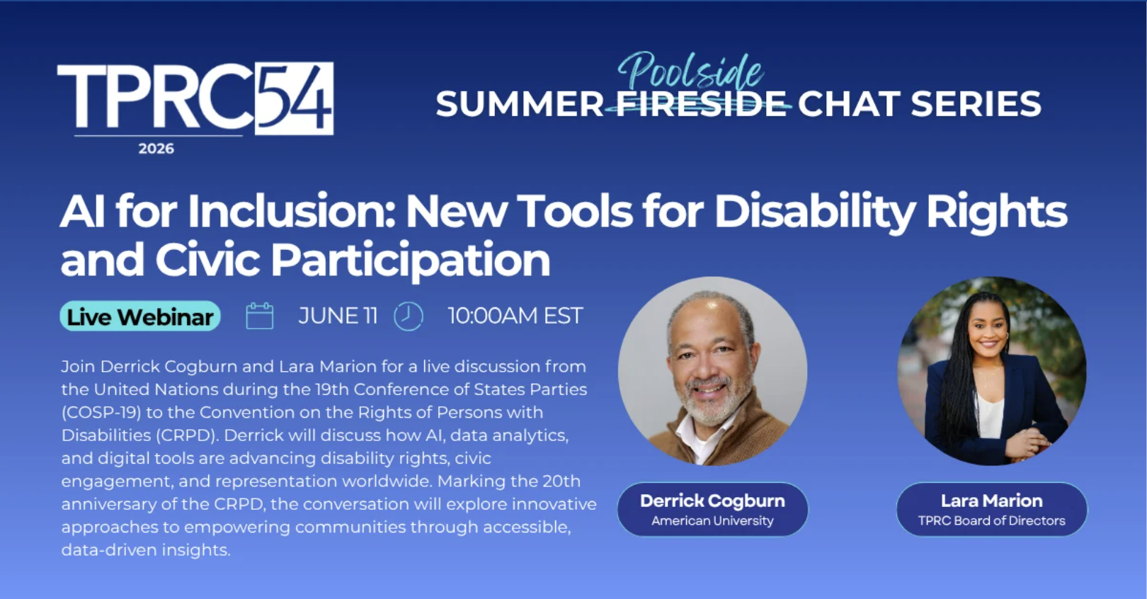 IDPP Executive Director Features in TPRC 54 Summer Poolside Chat Series