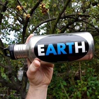 EARTH Sticker Blue Water Bottle