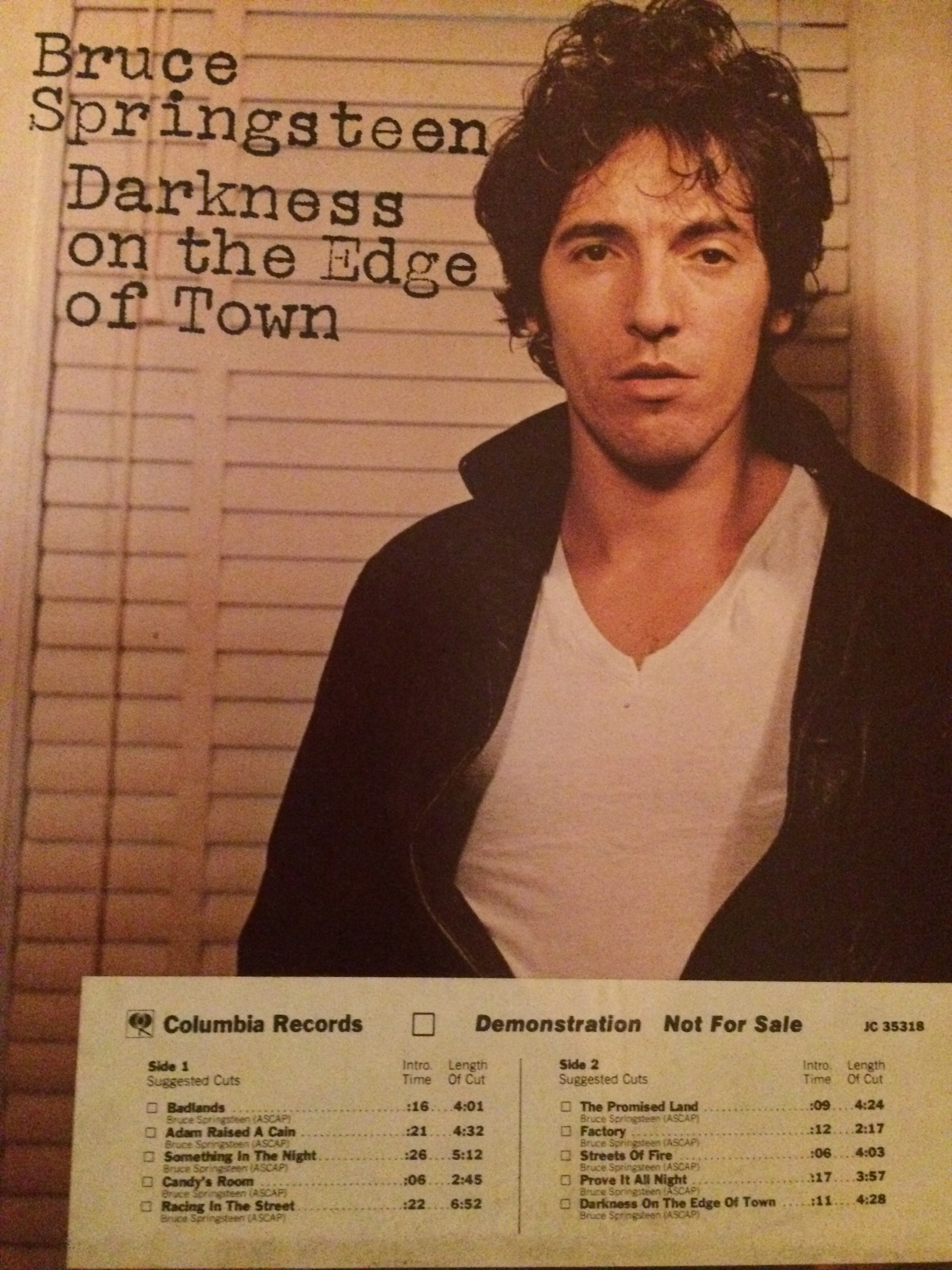 Inside Frank Stefanko's home + on the cover of the follow-up to his Born to Run breakthrough. This was a promo vinyl given to my father by a tenant named Graham, who happened to be a rep for Columbia Records at that time, prior to the album's release. Graham was renting the 3rd floor apartment in the home my folks had just purchased and have lived ever since.