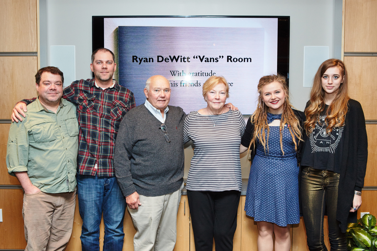 The DeWitt Family at Berklee College of Music in Boston for the Ryan DeWitt "Van’s" Room dorm dedication