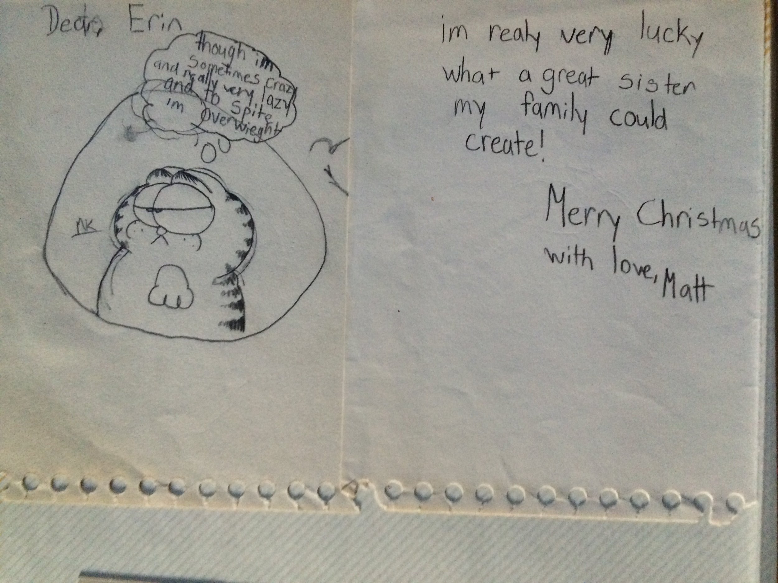 Ah yes...like above in this cartoon Christmas card here or with posts like this , any evidence of me not being a good big brother on print or digital media does not exist! I've covered my tracks beautifully ;)