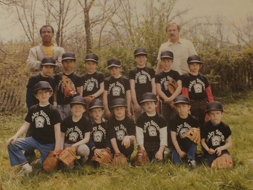 Bomb 's (front row, 3rd in from left) First Little League squad Stanley Steamer. Jason (top row, 2nd in from left). RIP Stan "The Man" Keenan (coach on left) and Ryan Graham DeWitt (top row, middle)