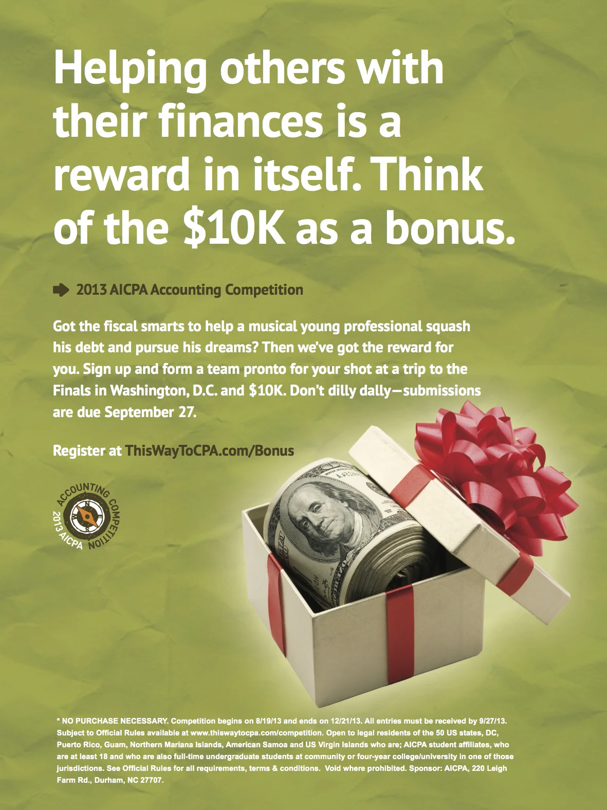 2013 AICPA Accounting Competition: Print Ad