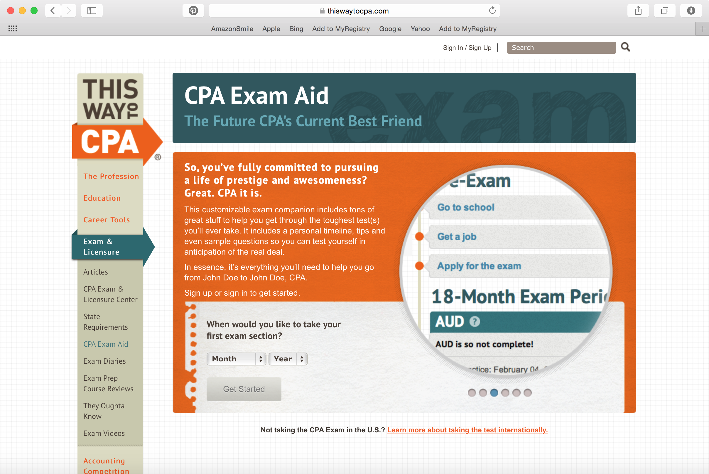 CPA Exam Aid: Site Feature