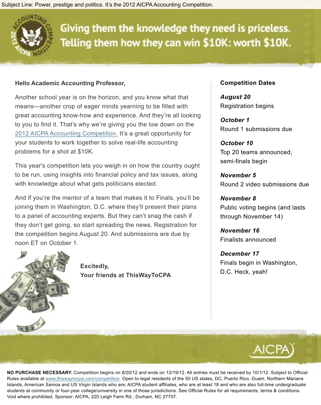 2012 AICPA Accounting Competition: Email