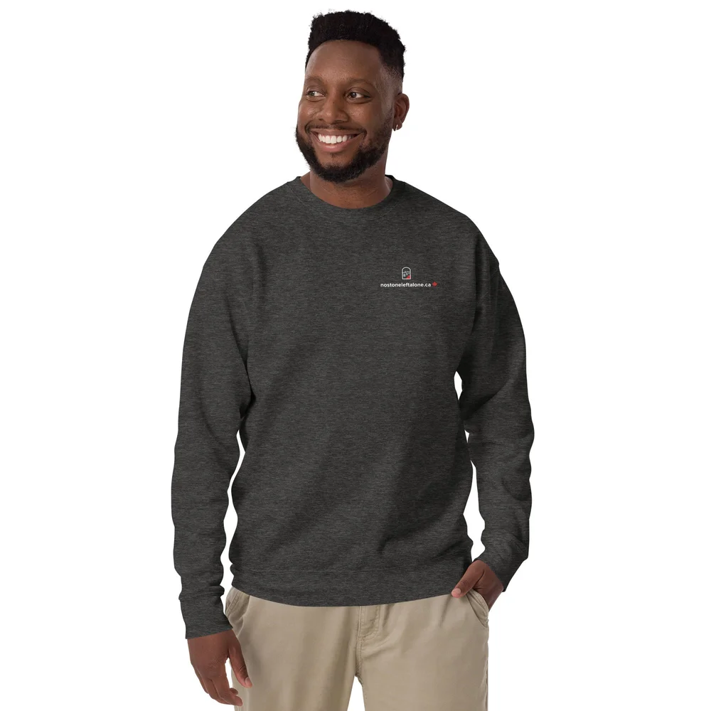 Logo Unisex Premium Sweatshirt- Black/Charcoal — No Stone Left Alone