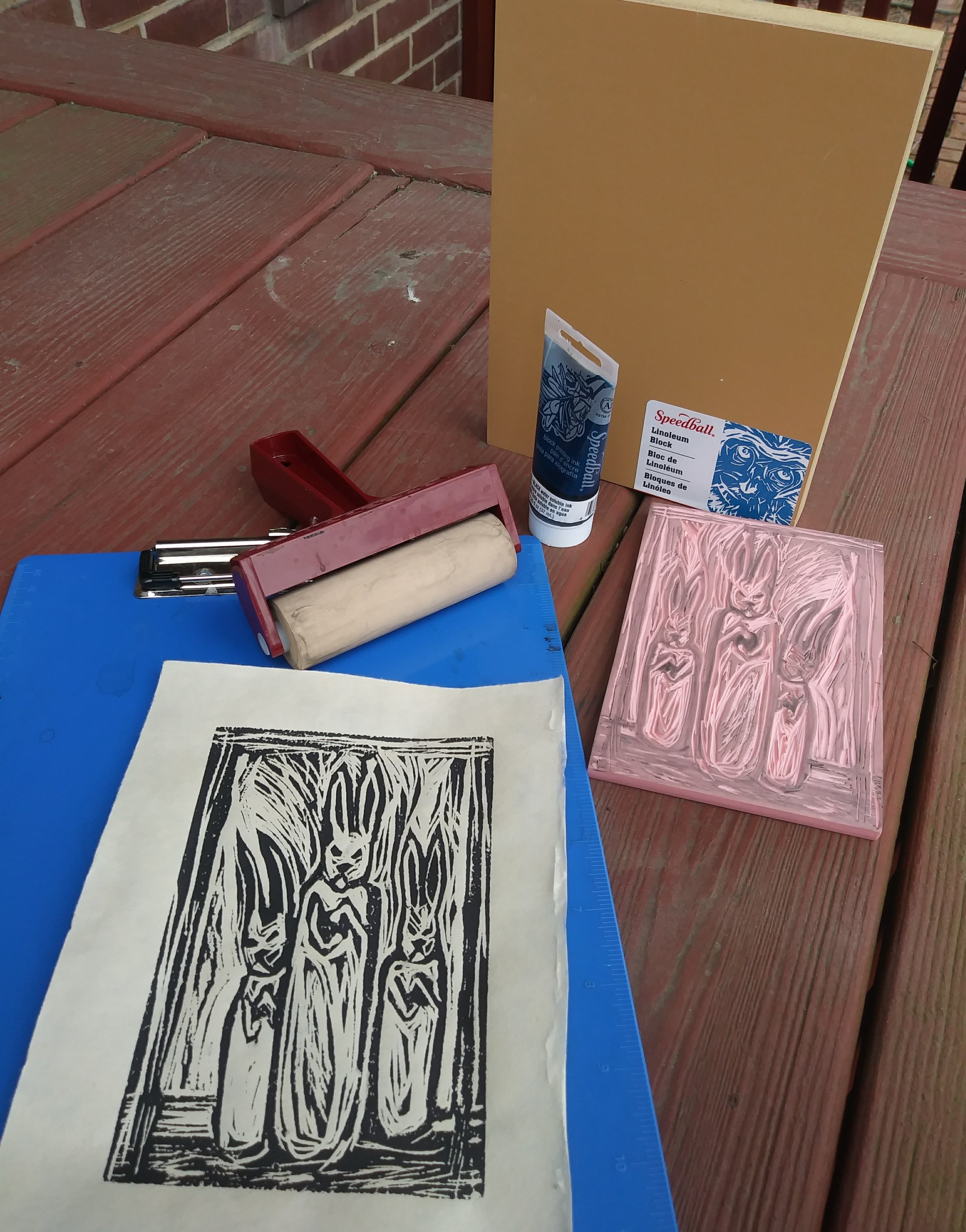 Printing The Three Sisters - or, How I Made This: Fun with Speedball  Linocuts — Eileen O'Donnell