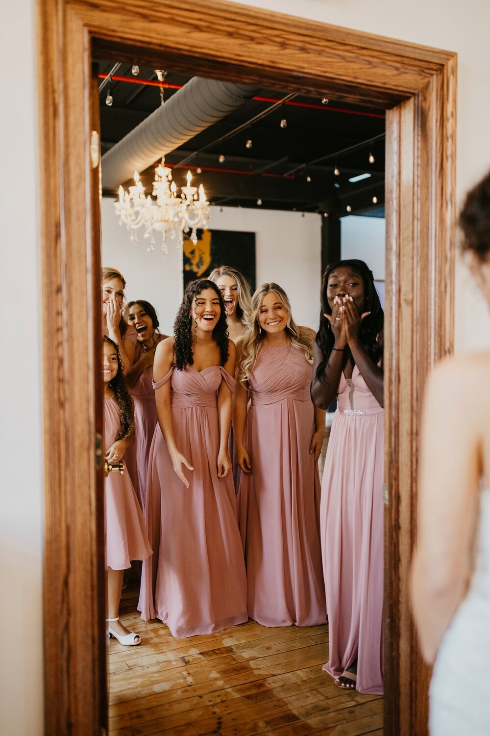  And of course, the bridesmaids had equally adorable reactions to how stunning Dominique looked! 