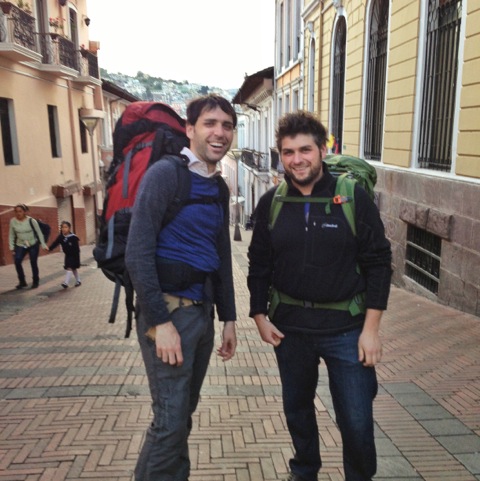 Scott and Drew hiking in Quito, Ecuador in December, 2012