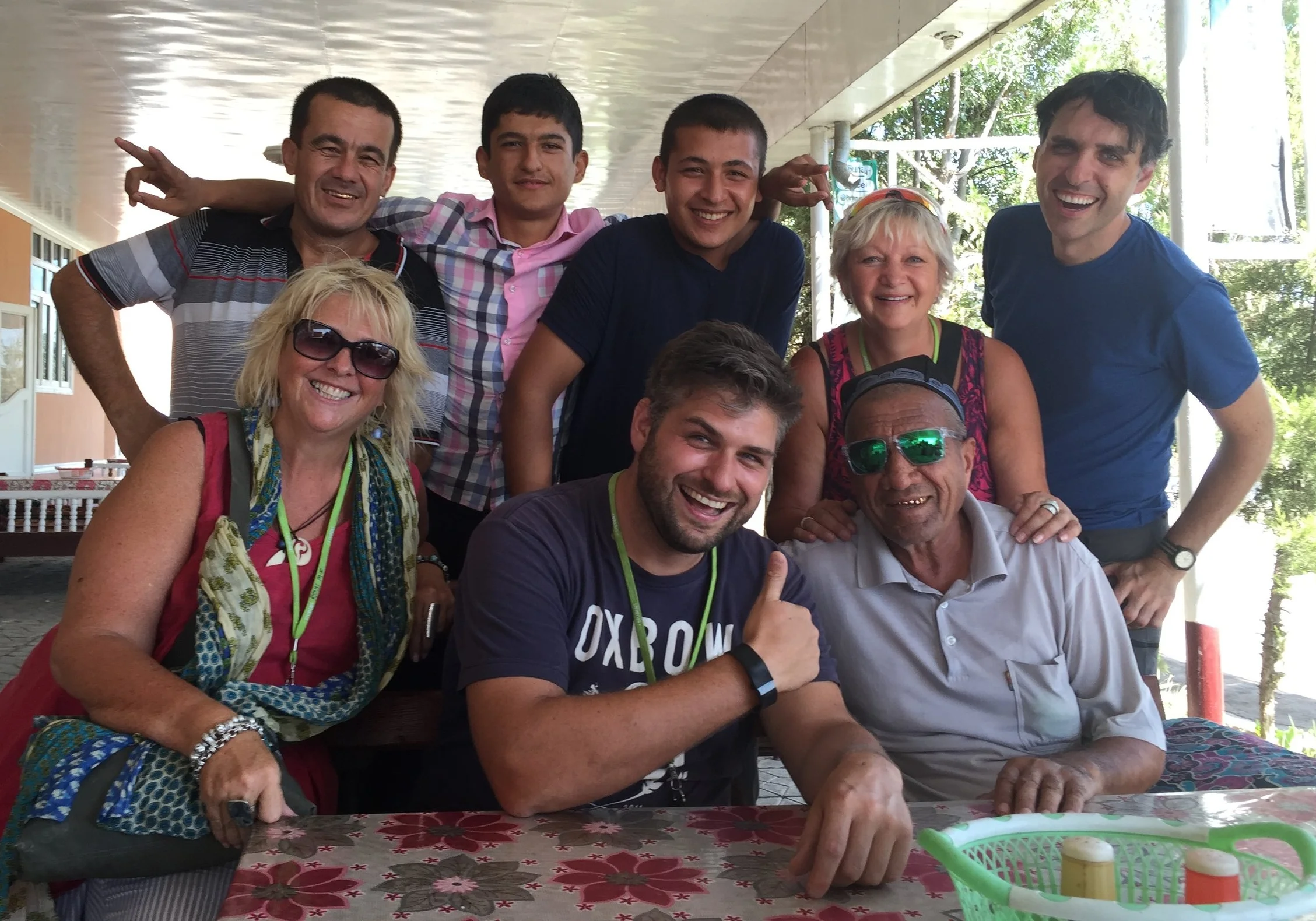 Meeting some locals at a rest stop in Uzbekistan
