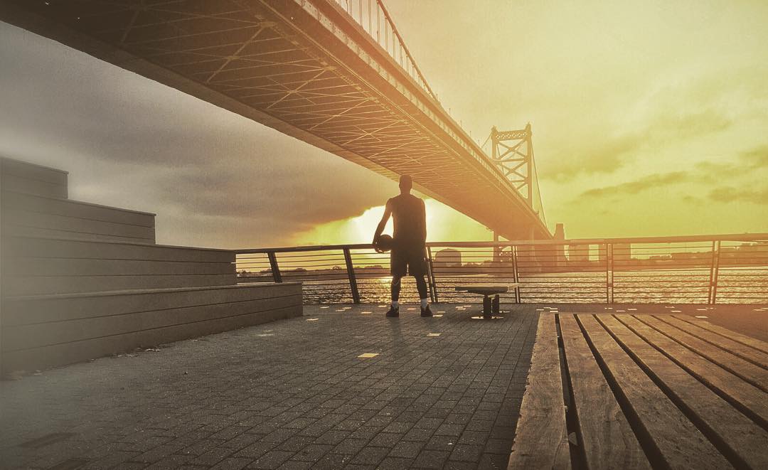 Sunset by the Ben Franklin Bridge shot on iphone.