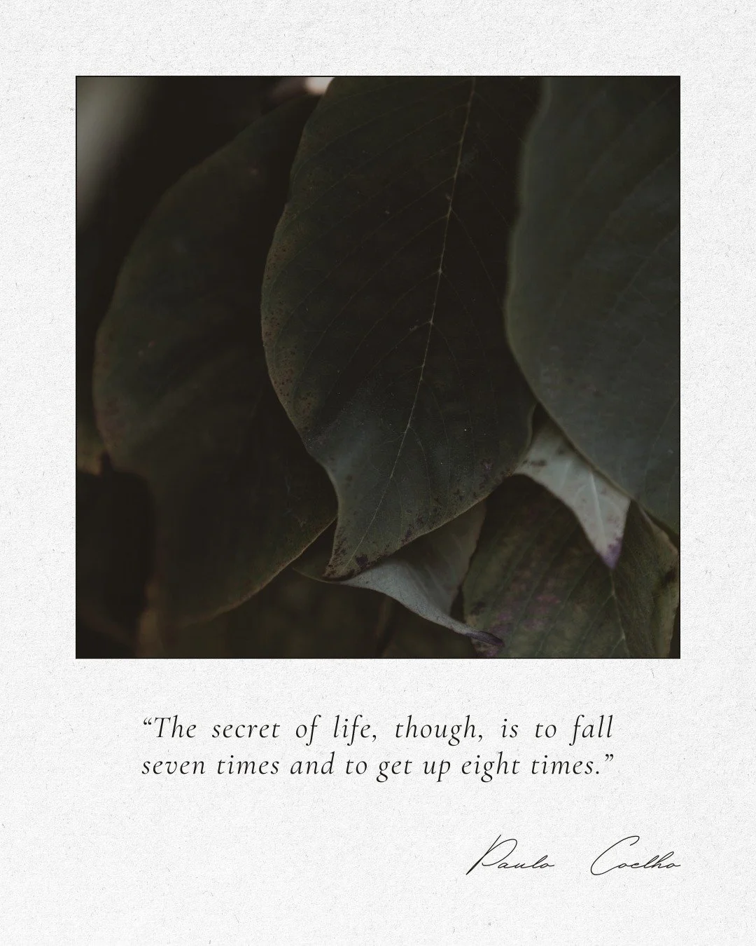 "The secret of life, though, is to fall seven times and to get up eight times.&rdquo;

Paulo Coelho, The Alchemist

GETTING BACK UP 

There are many messages about not giving up or surrendering. Stay the course, the end is in sight, and so on. T
